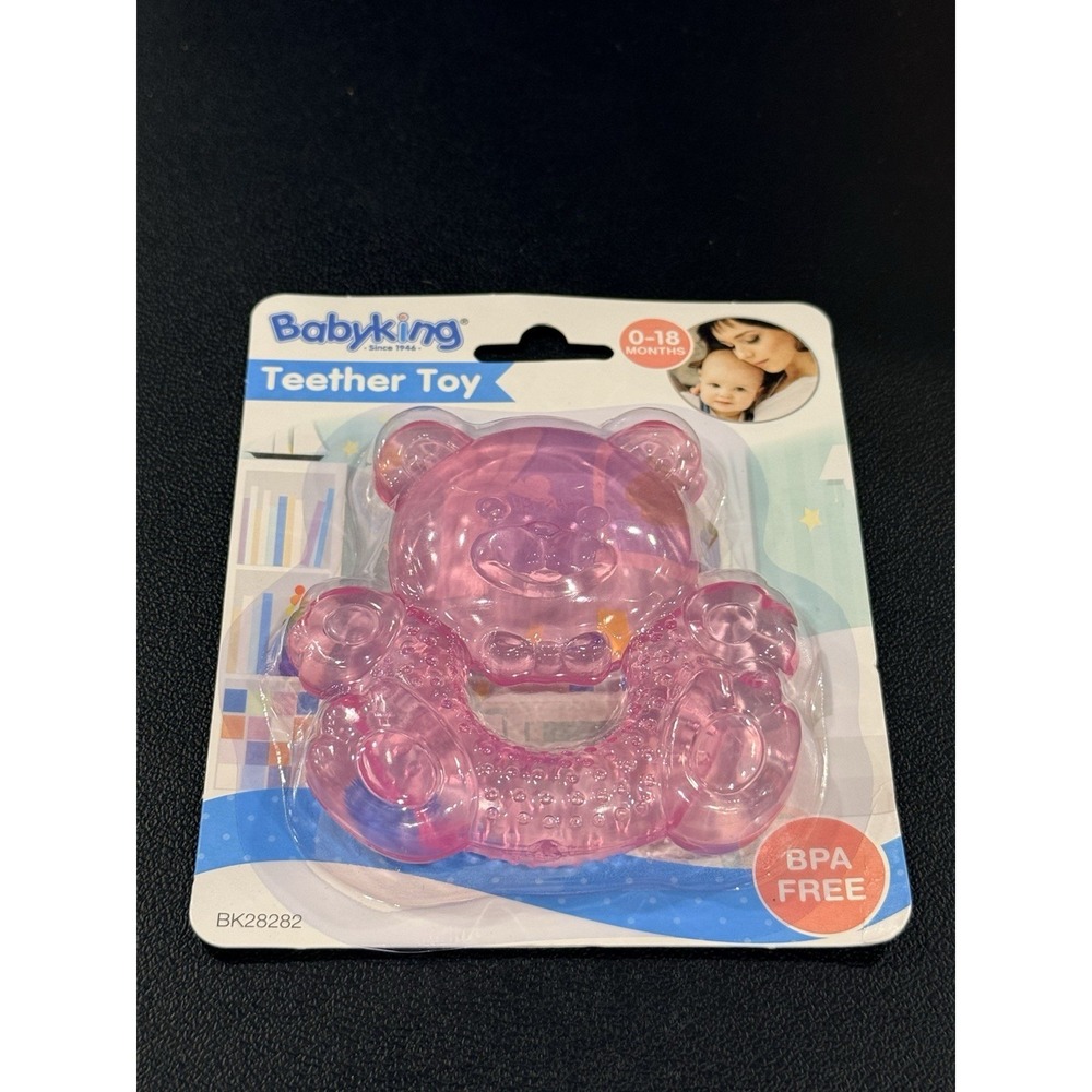 New Pink Baby King Water Filled Teether 0-18 Months Pink Bear BPA Free